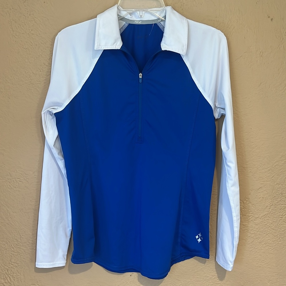 Jofit Blue and White Long Sleeve Pullover 1/4 Zip